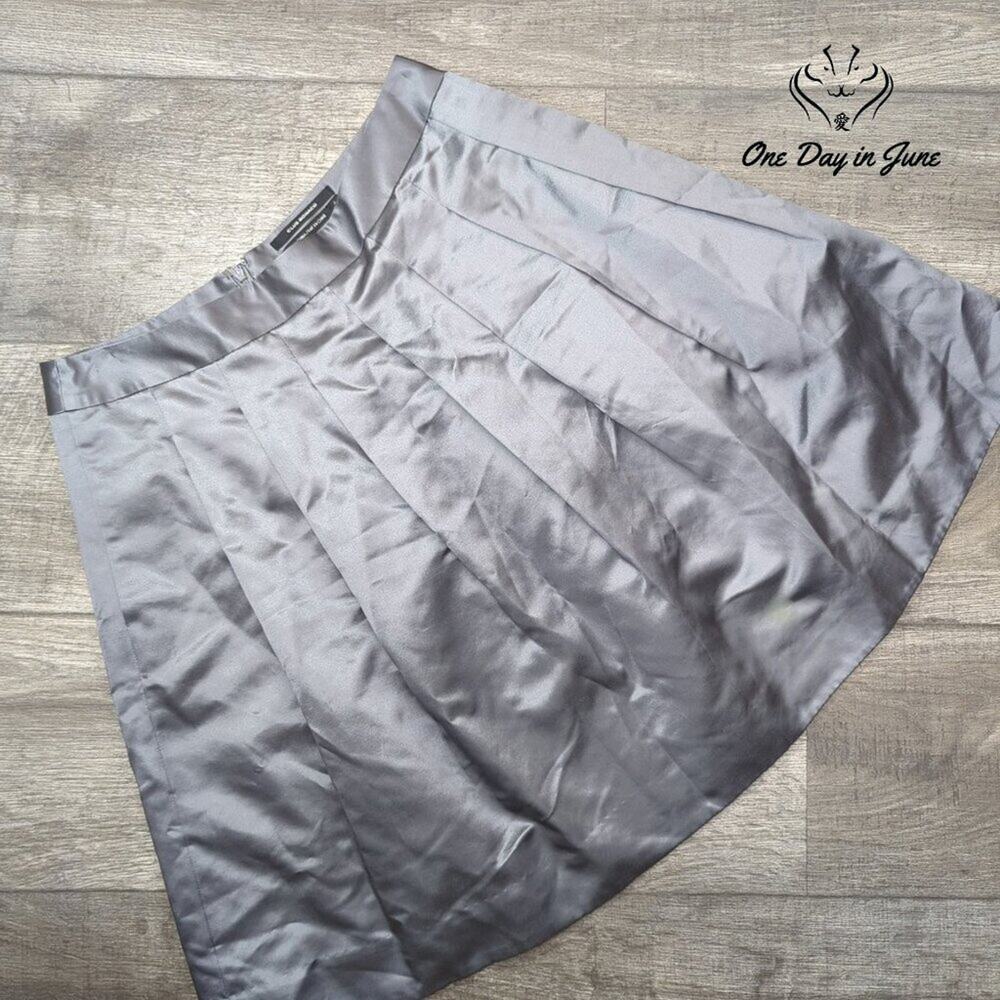 Club Monaco Celia Silk Blend A-Line Skirt Gray Pleated Satin NWT Size 6